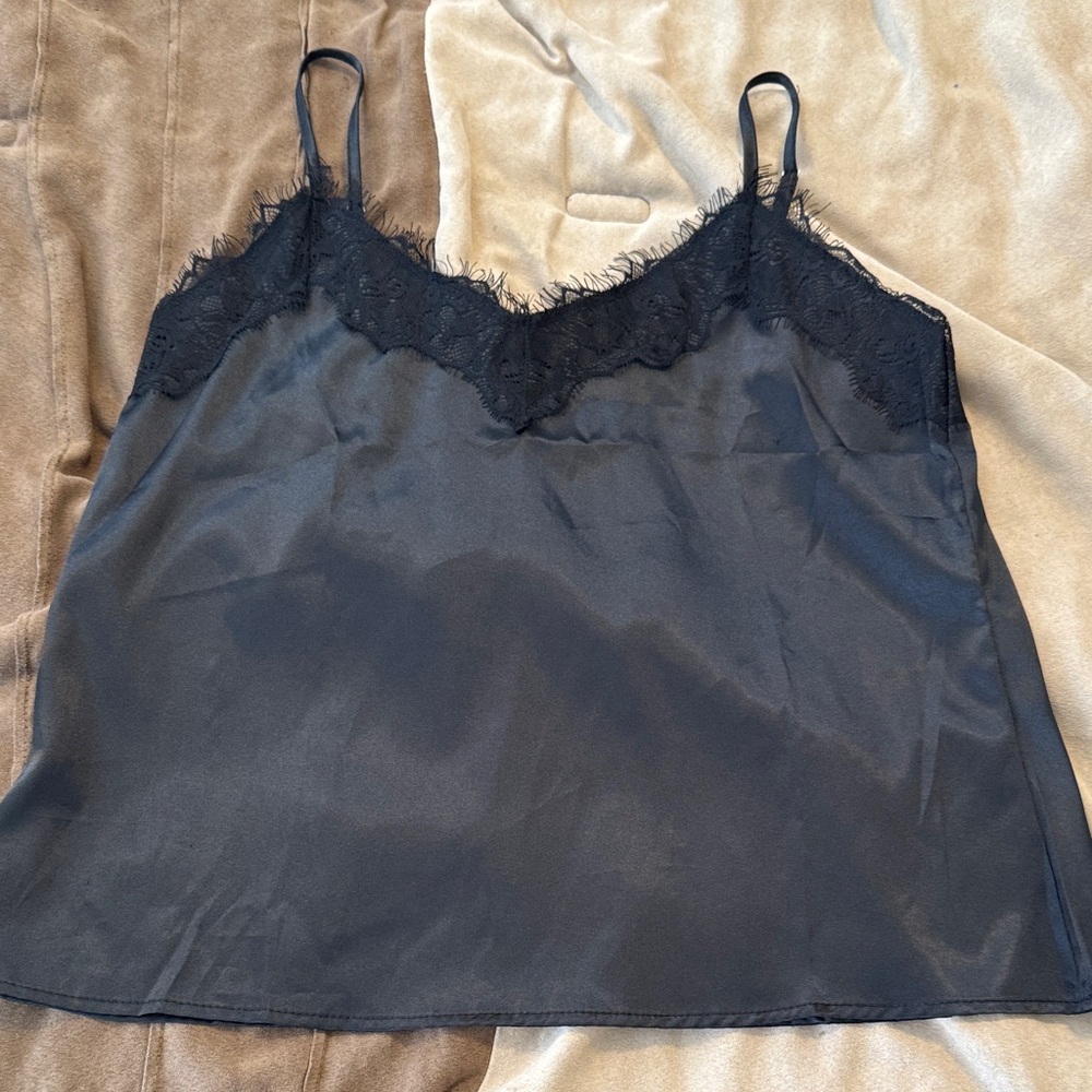 SHEIN Black Lace Trim Tank Top